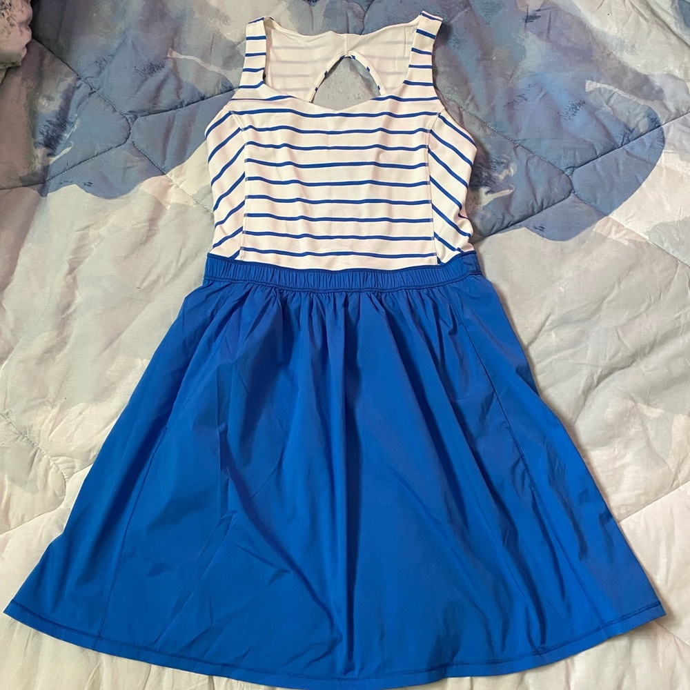 RARE Lululemon club dress deauville stripe pipe dream blue/white